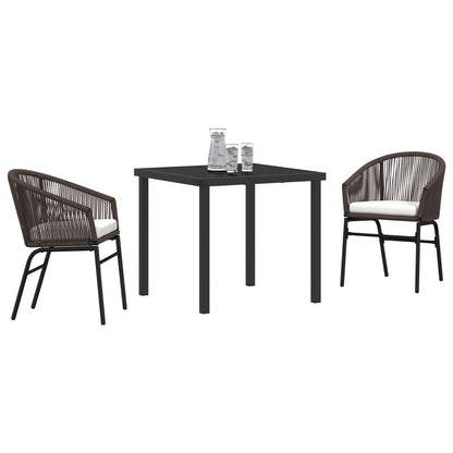 3-Delige Tuin Eetset Bruin Poly Rattan