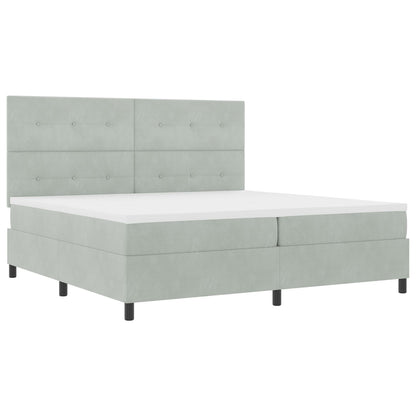 Boxspringbed Met Matras Lichtgrijs 200X200 Cm Velvet Blauw
