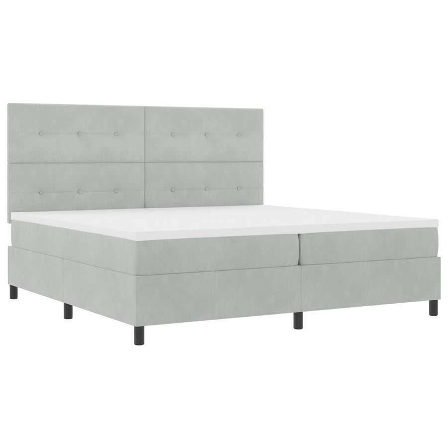 Boxspringbed Met Matras Lichtgrijs 200X200 Cm Velvet Blauw
