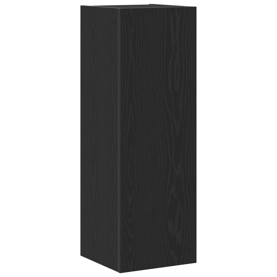 Wandmontage Tv-Kasten 2 Stuks Zwart Eiken 30,5X30X90 Cm Bewerkt Hout