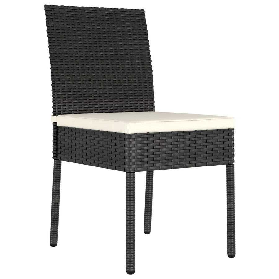 5 Delige Tuin Eetset Zwart Poly Rattan