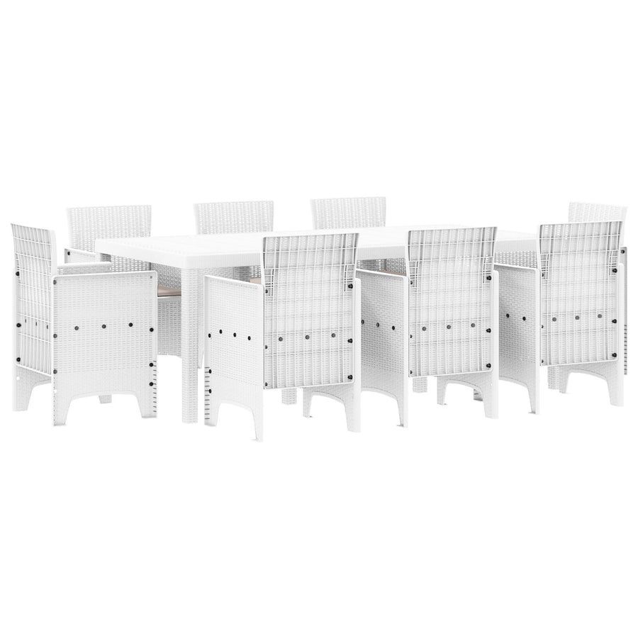 9 Delige Tuin Eetset Met Kussens, Witte Poly Rattan
