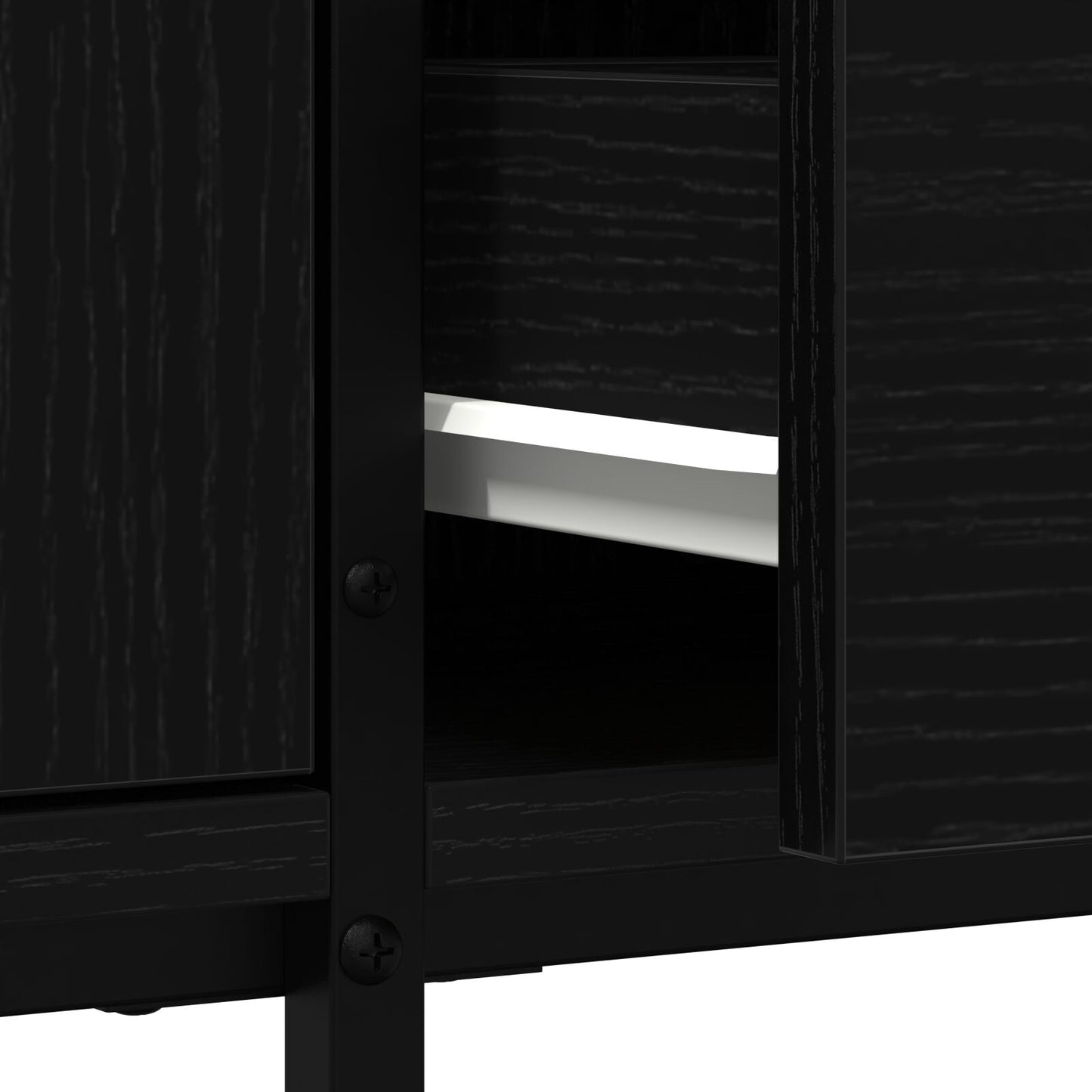Tv-Meubel Met Lade Zwart Eiken 200X25X44 Cm Bewerkt Hout Zwart Eiken