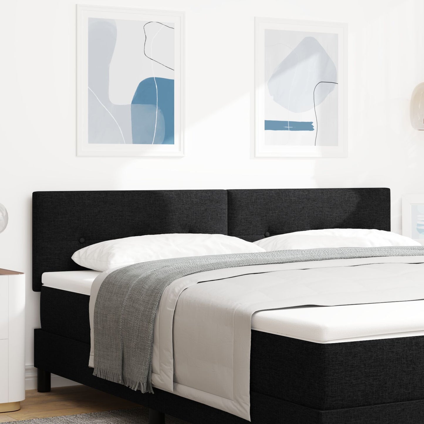Hoofdbord Met Knopen Tufted Stof Zwart 180 cm Laag hoofdbord
