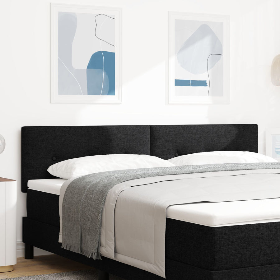 Hoofdbord Met Knopen Tufted Stof Zwart 180 cm Laag hoofdbord