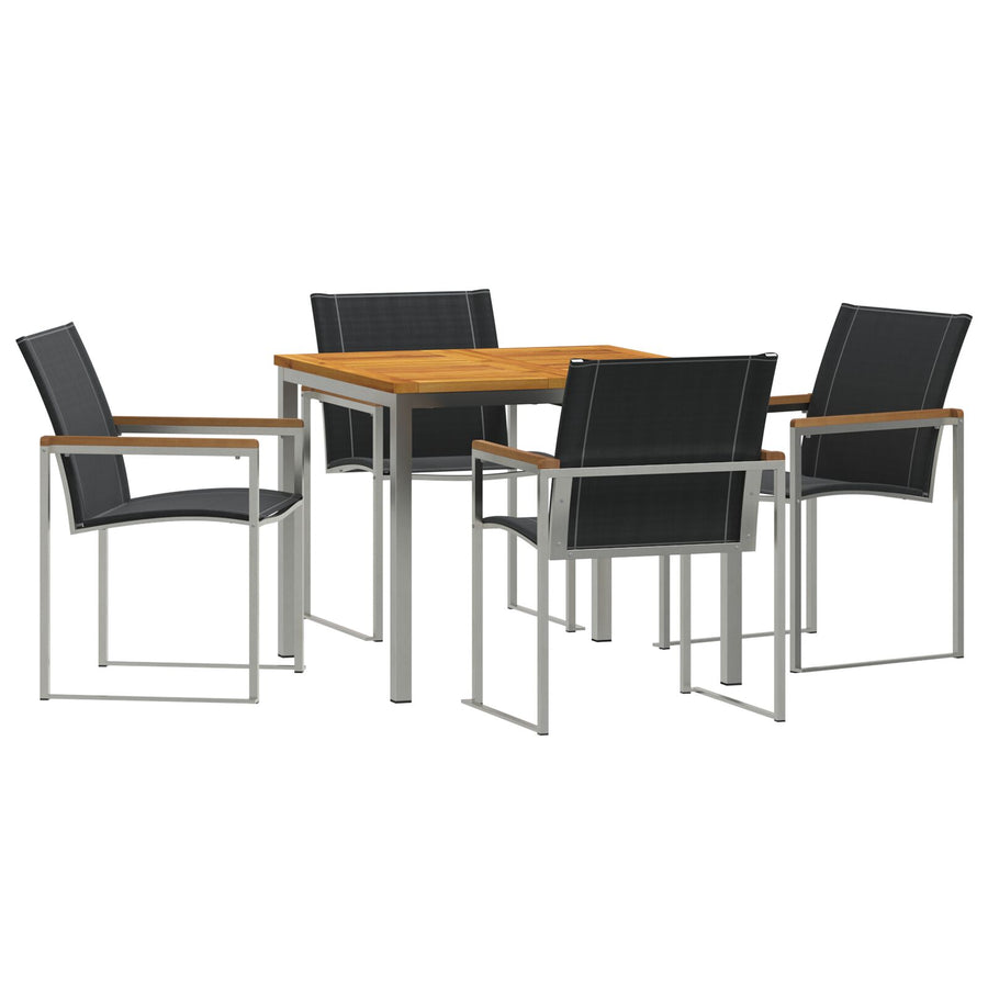 5 Delige Tuindining Set Massief Hout Acacia, vidaXL Buitendining Tafel 90x90x74,5 cm Massief Hout Acacia