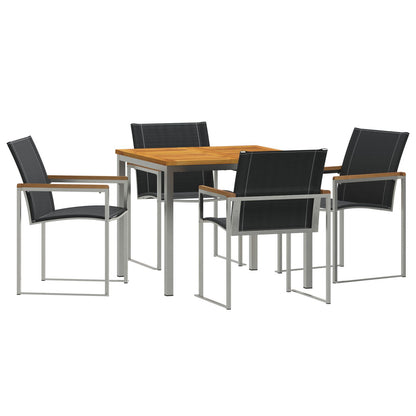 5 Delige Tuindining Set Massief Hout Acacia, vidaXL Buitendining Tafel 90x90x74,5 cm Massief Hout Acacia