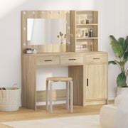 Kaptafel 2 stuks 78x41x135 cm bruin met spiegel en LED