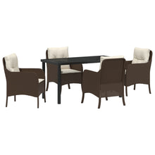 5-Delige Tuin Eetset Met Kussens Bruine Poly Rattan
