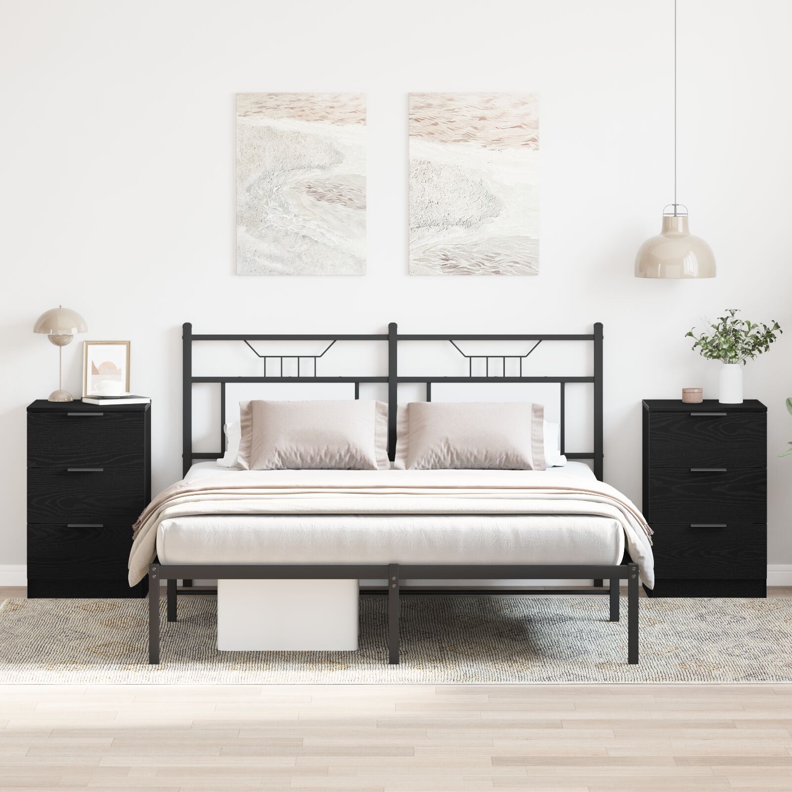 Nachtkastjes 2-Pack Zwart Eiken 40X65X65 Cm Gemaakt Van Bewerkt Hout
