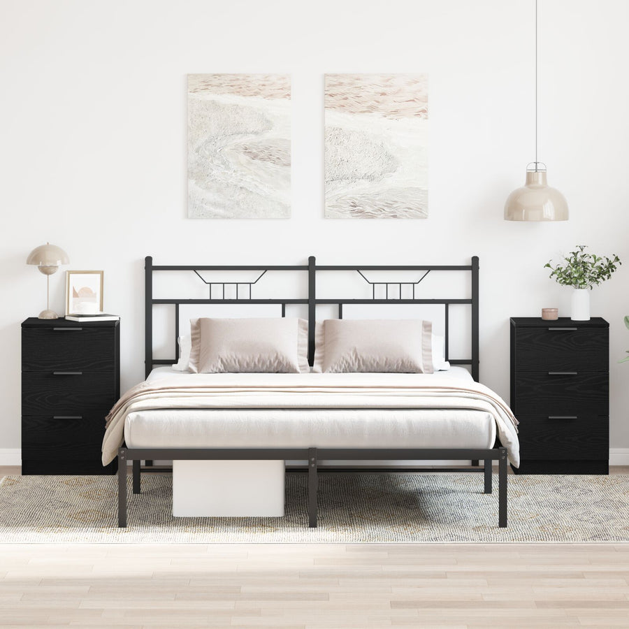 Nachtkastjes 2-Pack Zwart Eiken 40X65X65 Cm Gemaakt Van Bewerkt Hout