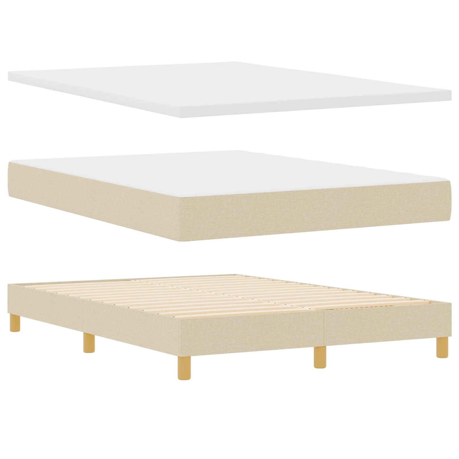 Boxspringbed Met Matras Stof Crème 160 x 200 cm Met knopen