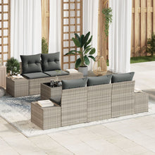 6-Delige Tuin Sofa Set Met Kussens Lichtgrijs Poly Rattan
