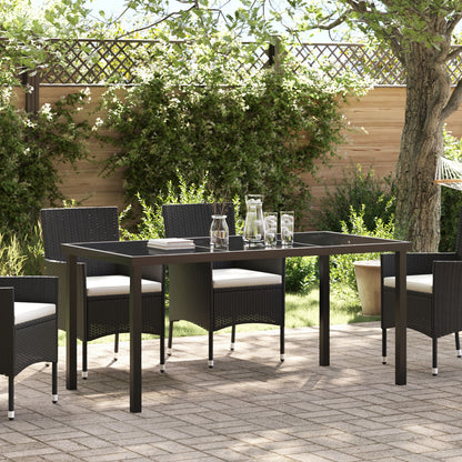 Tuin Tafel Zwart Geharde Glas 160 x 80 x 73 cm