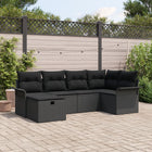 Loungeset 6 personen poly rattan zwart