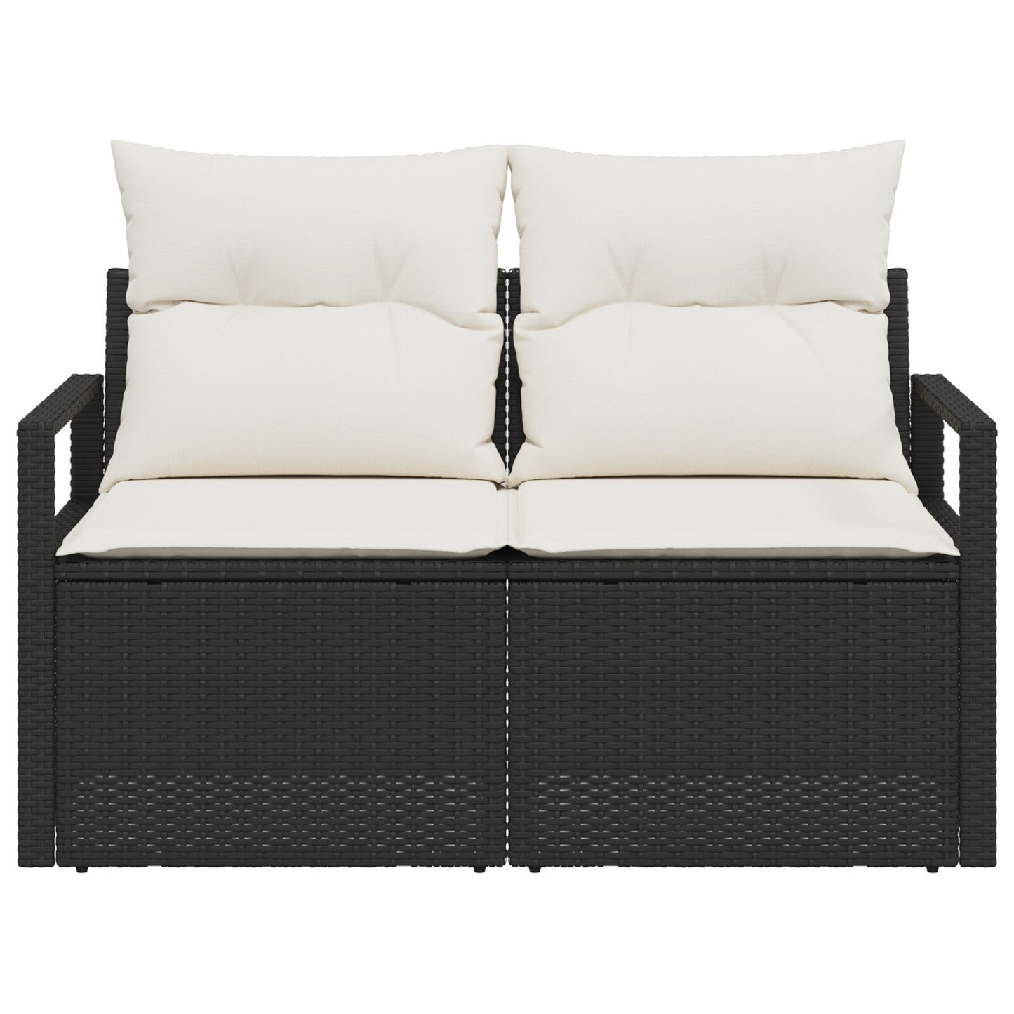 2-Zits Tuin Sofa Met Kussens Poly Rattan Zwart en crème zonder opslag