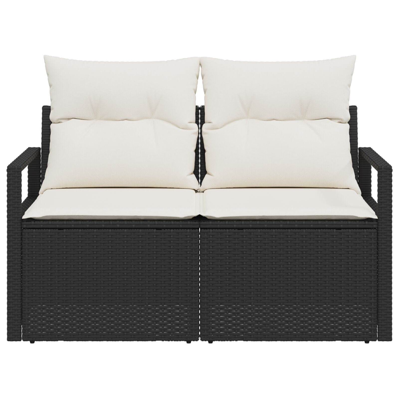 2-Zits Tuin Sofa Met Kussens Poly Rattan Zwart en crème zonder opslag