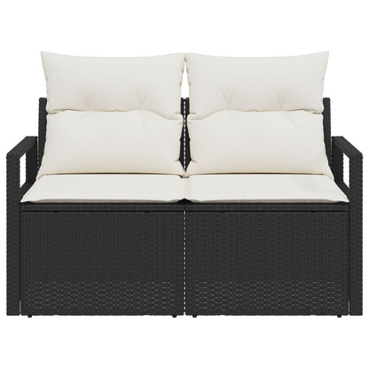 2-Zits Tuin Sofa Met Kussens Poly Rattan Zwart en crème zonder opslag