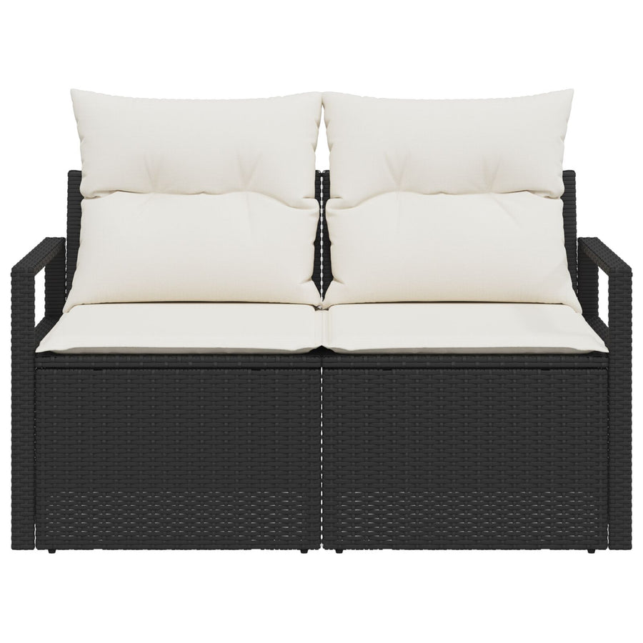 2-Zits Tuin Sofa Met Kussens Poly Rattan Zwart en crème zonder opslag