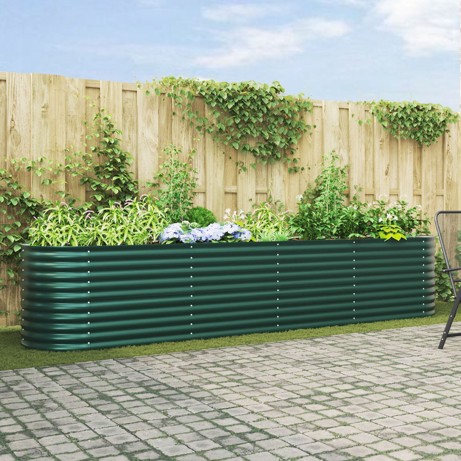 Tuin Verhoogd Bed Gegalvaniseerd Staal 400 x 80 x 81 cm Groen
