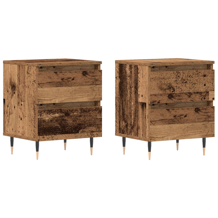 Nachttafels 2 Stuks Oud Hout 40X35X50 Cm Gelaagd Hout