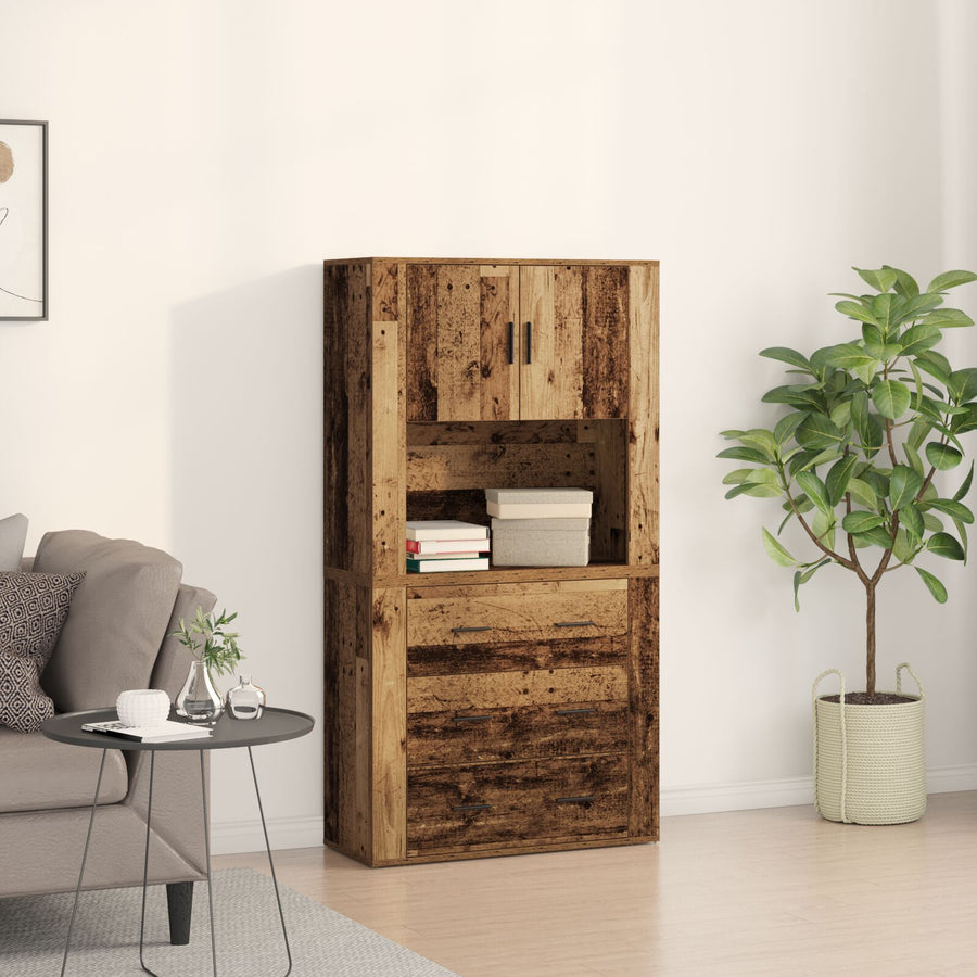 Highboard 80X33X150 Cm Gelaagd Hout Oud hout