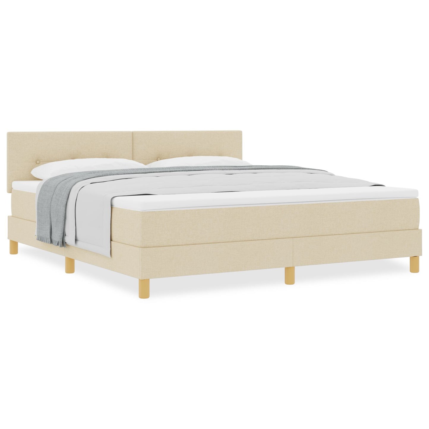 Boxspringbed Met Matras Stof Crème 180 x 200 cm Geknoopt