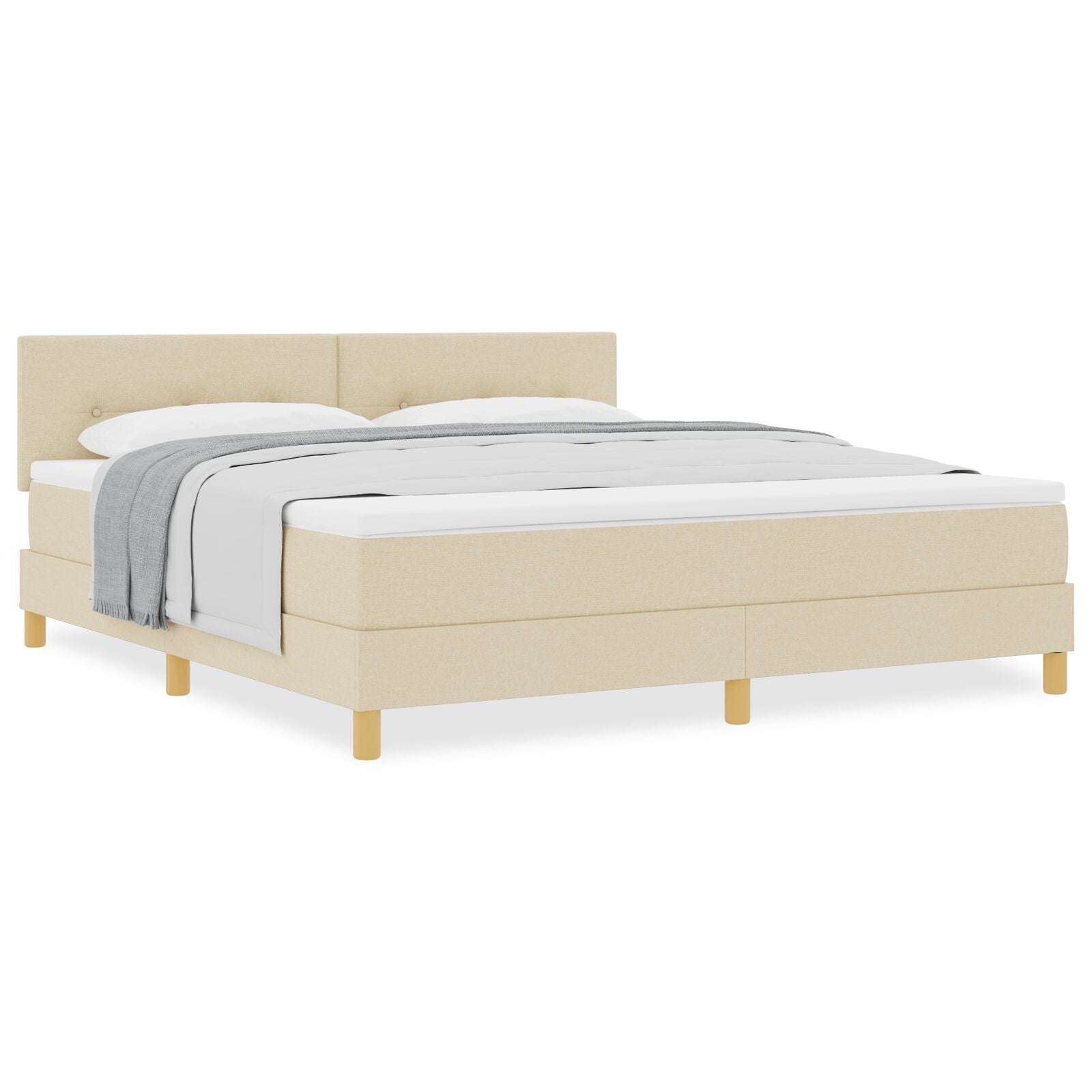 Boxspringbed Met Matras Stof Crème 180 x 200 cm Geknoopt