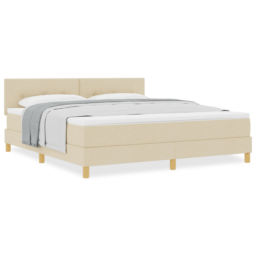 Boxspringbed Met Matras Stof Crème 180 x 200 cm Geknoopt