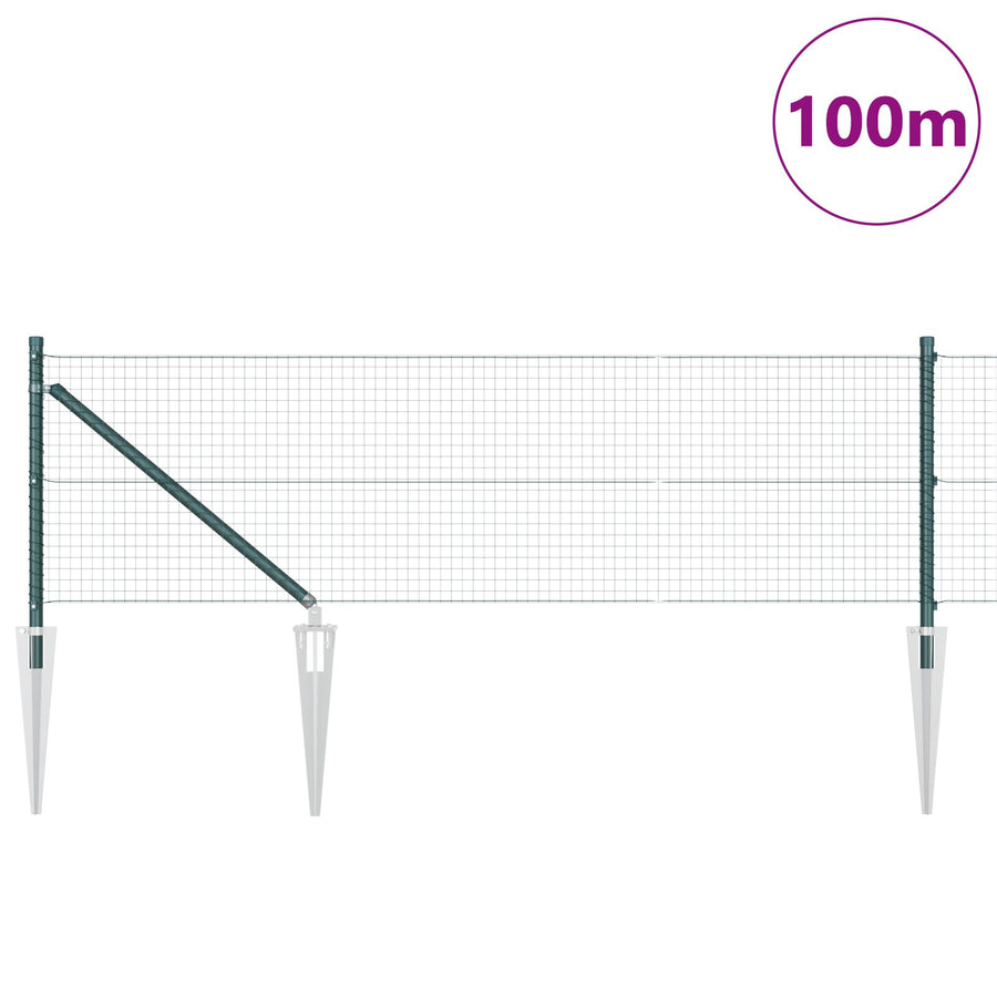 Gelaste Draadhek Met 13 Spijkerposts Groen 0.5X100 M Staal Gegalvaniseerd Staal
