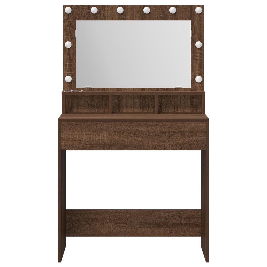 Kaptafel Met Led-Verlichting Bruin Eiken 79 x 41 x 135 cm
