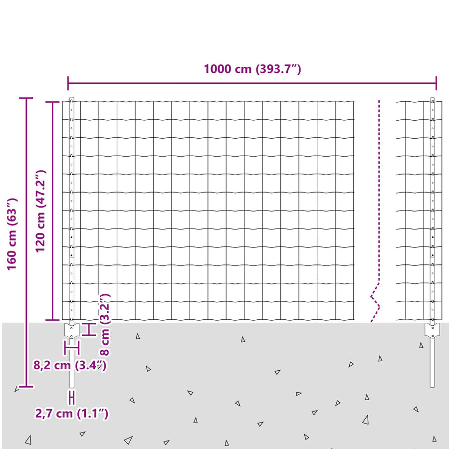 Euro Omheining Met 10 U-Palen Grijs 1,2X10 M Staal