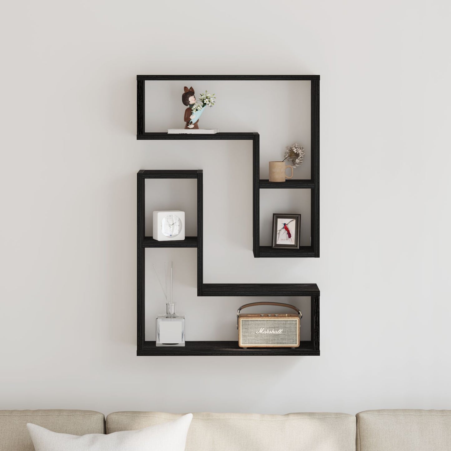 Wandplanken Set Van 2 Zwart Eiken 50X15X85 Cm Houtvezel