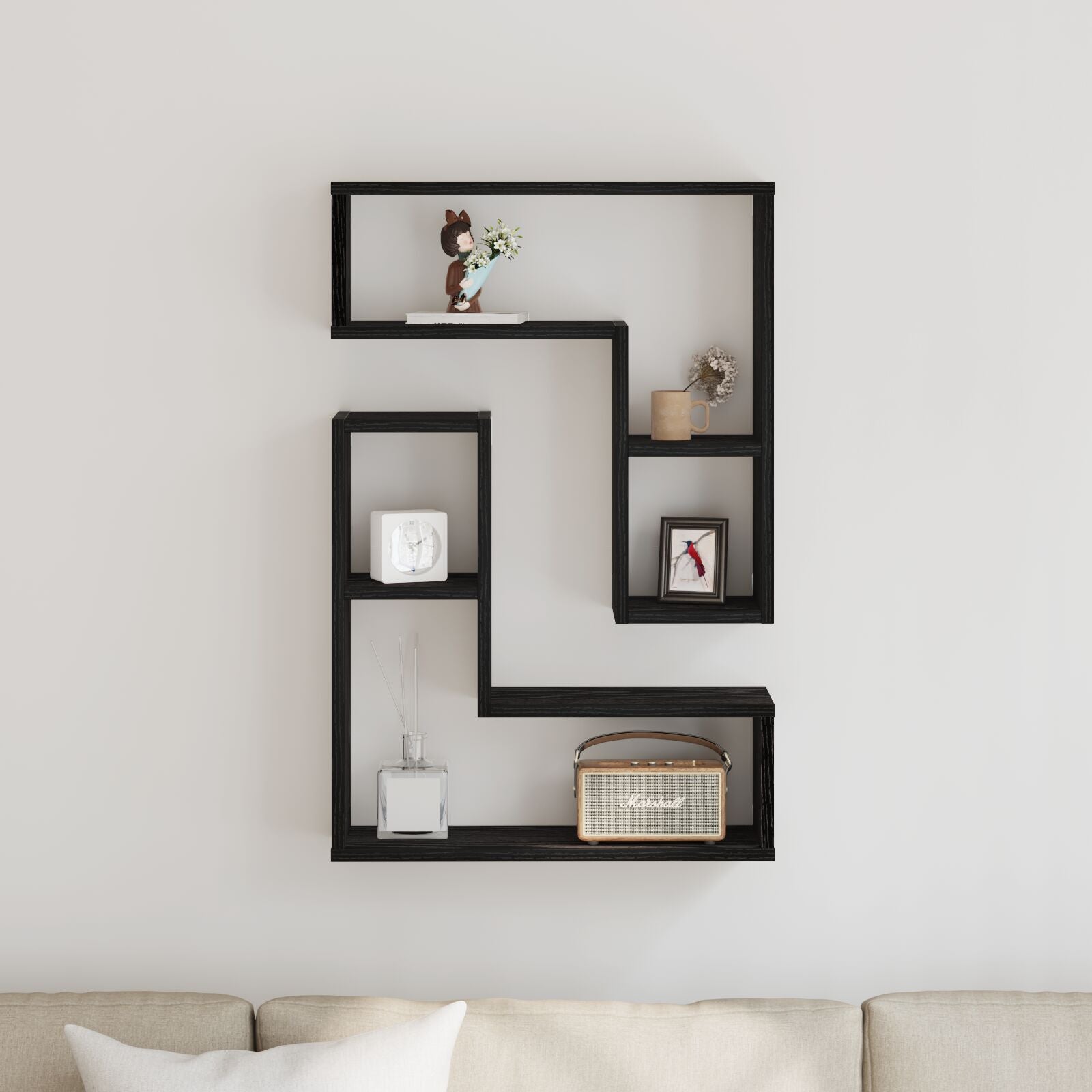 Wandplanken Set Van 2 Zwart Eiken 50X15X85 Cm Houtvezel