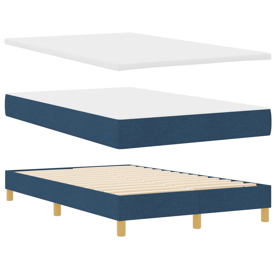 Boxspringbed Met Matras Stof Blauw 120 x 200 cm Lijnenontwerp