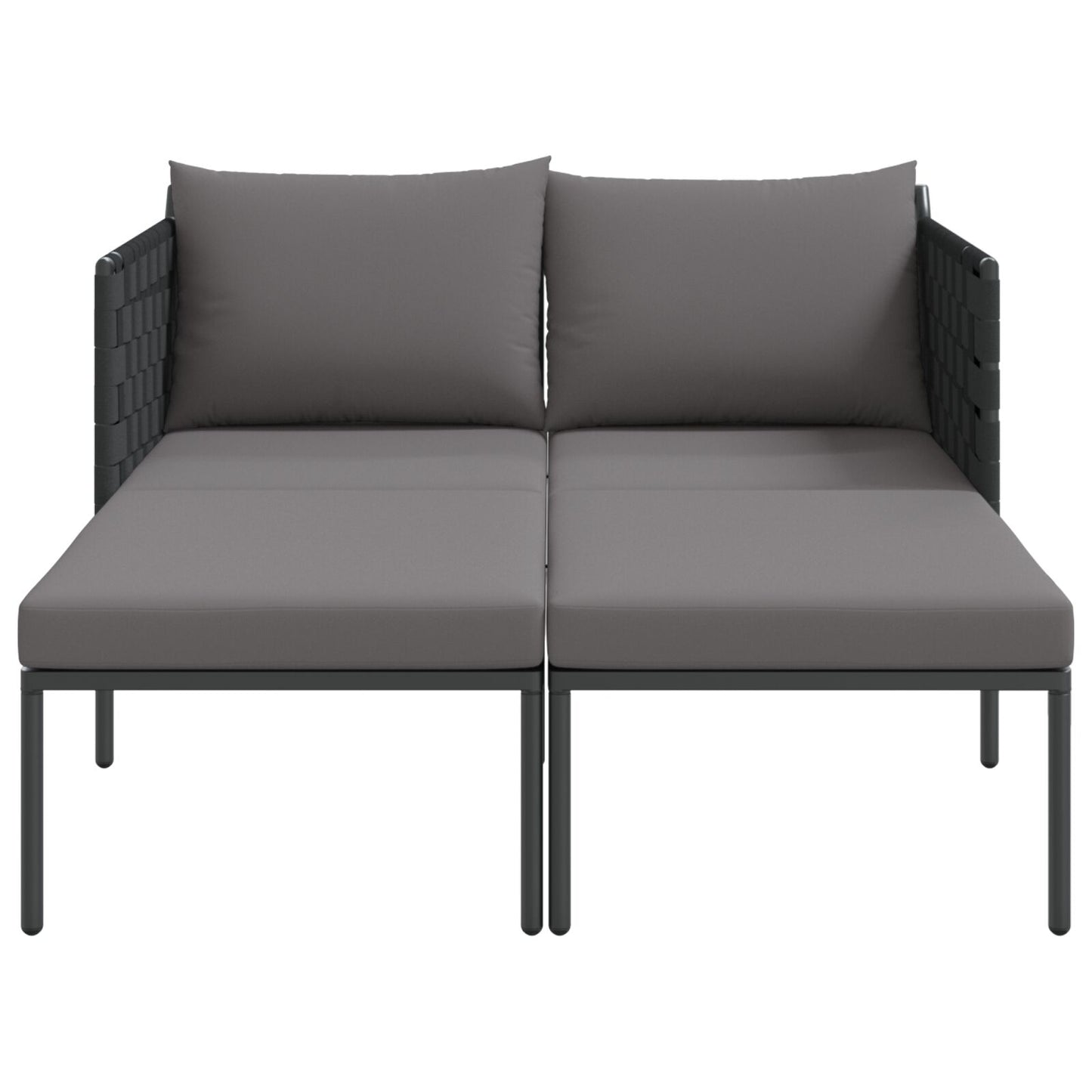 Zonnebed Met Kussens Voor 2 Personen Antraciet 115X153X69,5 Cm Staal Donkergrijs