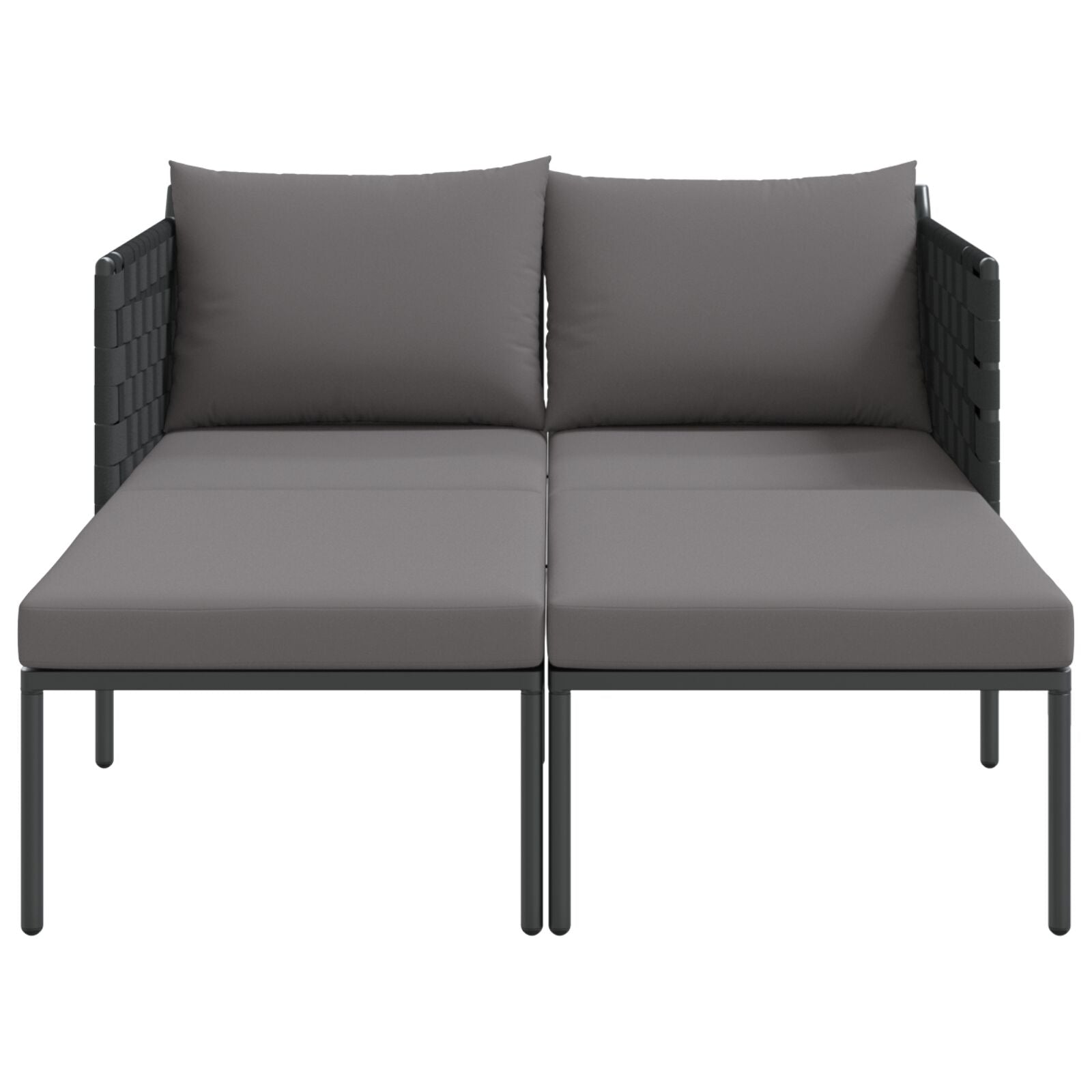 Zonnebed Met Kussens Voor 2 Personen Antraciet 115X153X69,5 Cm Staal Donkergrijs
