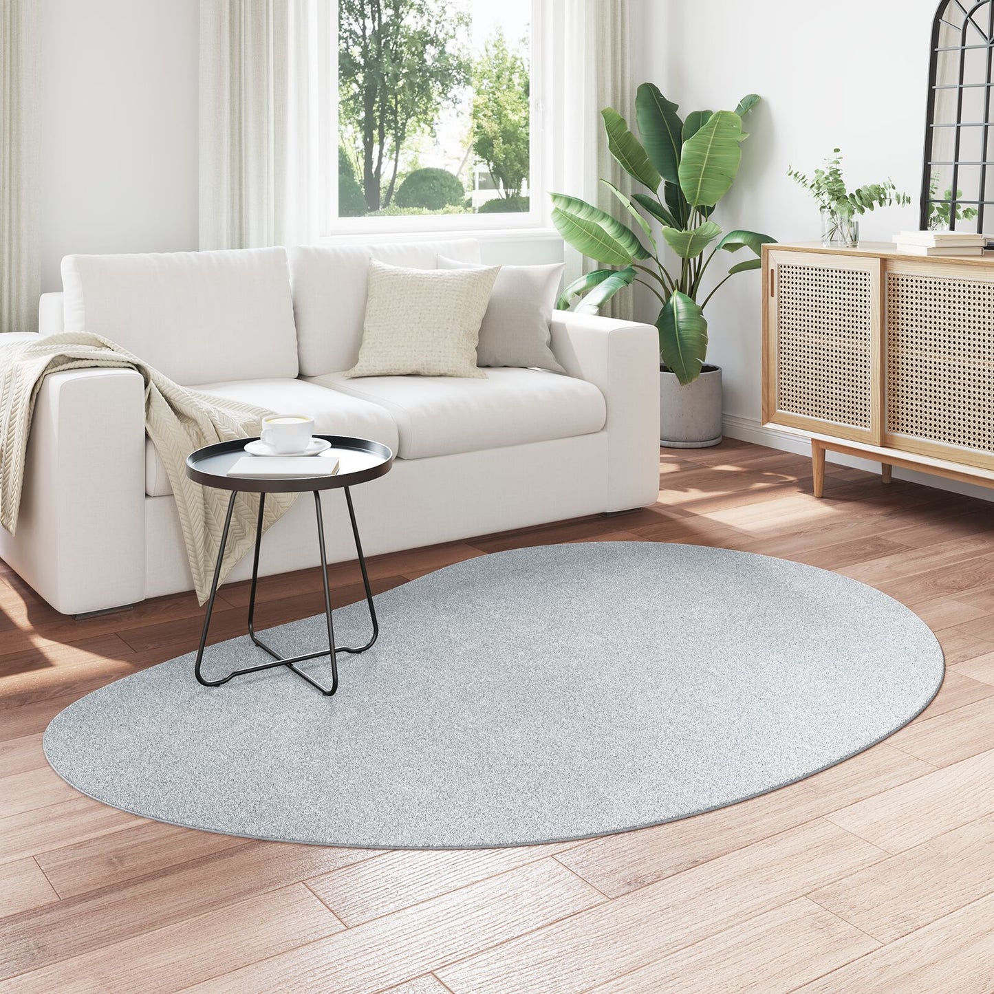 Vloerkleed Polyester Anti-Slip Grijs 140 x 200 cm Ovaal-Raindrop