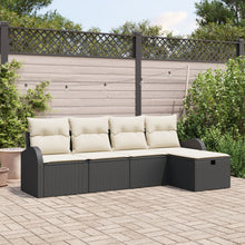 5-Delige Tuin Sofa Set Met Kussens Zwart Poly Rattan