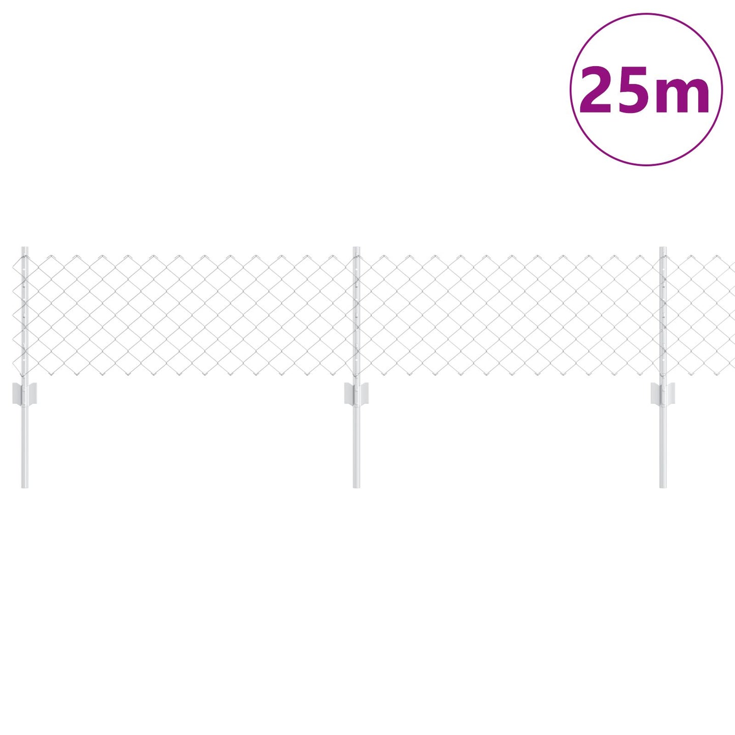 Kettinglinkhek Met 22 U-Palen Zilver 0.4X25 M Staal