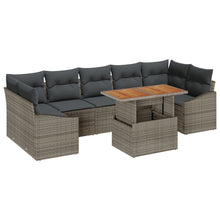 8-Delige Tuinsofa Set Met Kussens Grijs Poly Rattan