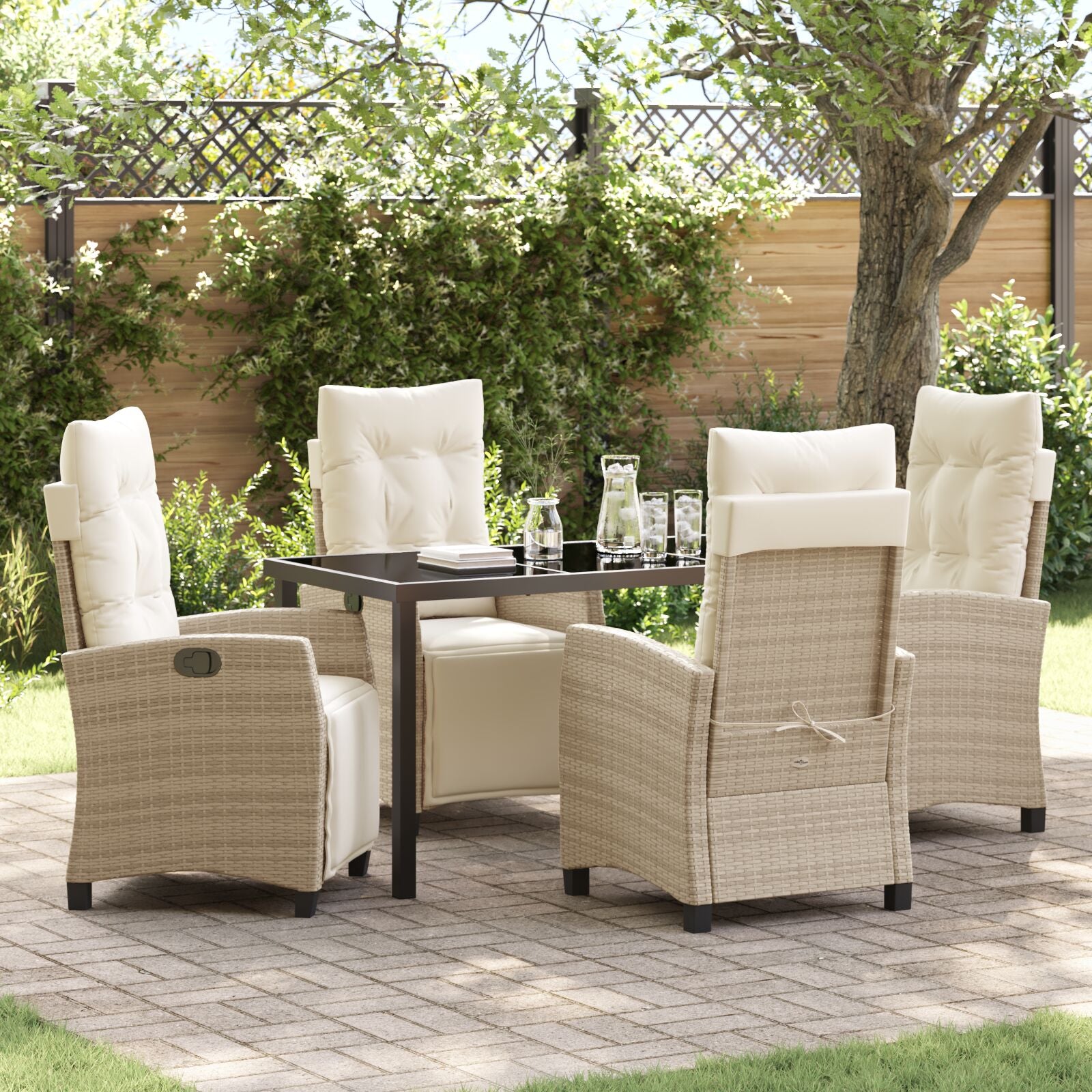 5-Delig Tuin Eetset Beige Poly Rattan