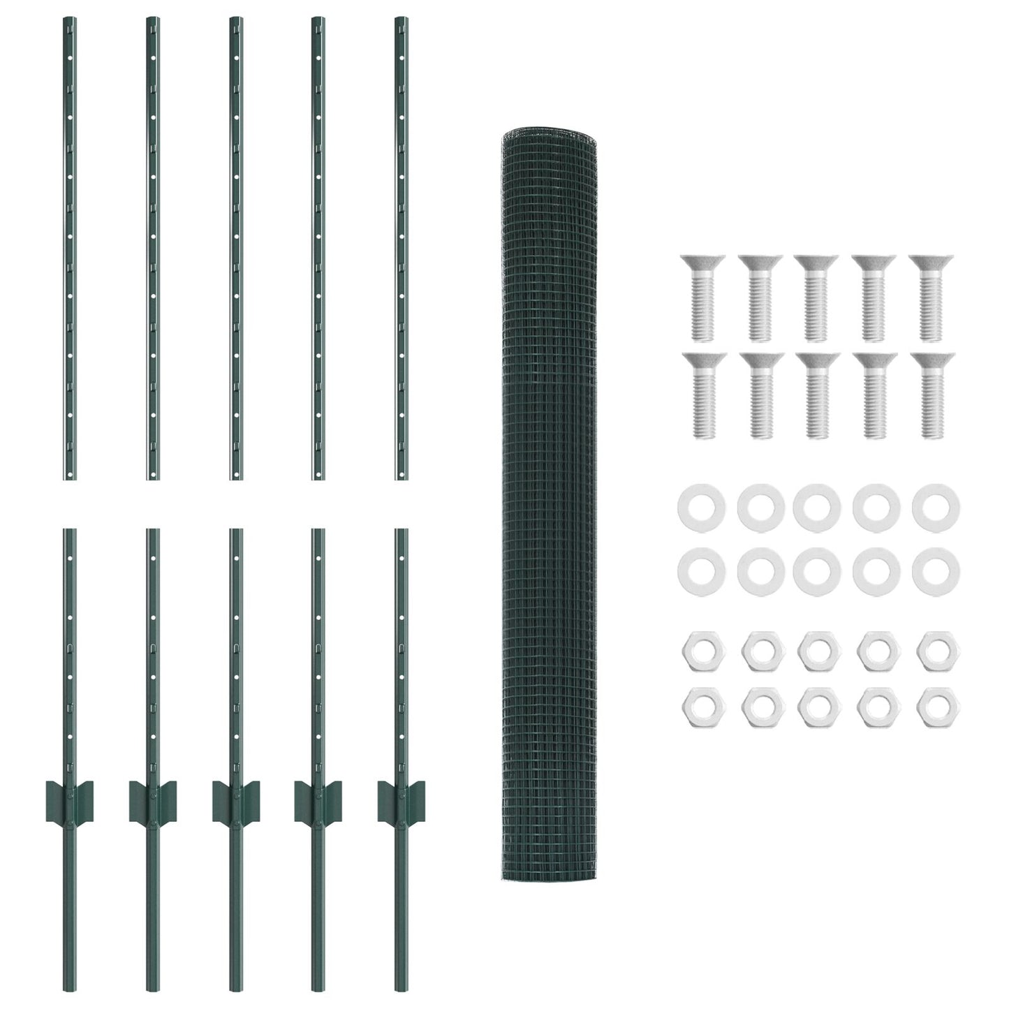 Tuinhek Set 2 Stuks Groen Metaal 10 X 1 M Duurzaam Tuinhek