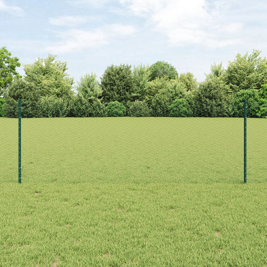 Hekpalen 5 St U-Channel Groen 80 Cm Staal,  Zeshoekig Hek Groen 0.8X10 M Staal