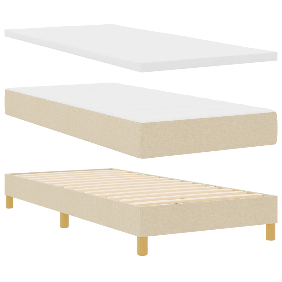 Boxspringbed Met Matras Stof Crème 100 x 200 cm Lijnen ontwerp