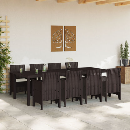 9-Delige Tuin Eettafel Set Met Kussens Bruin Poly Rattan