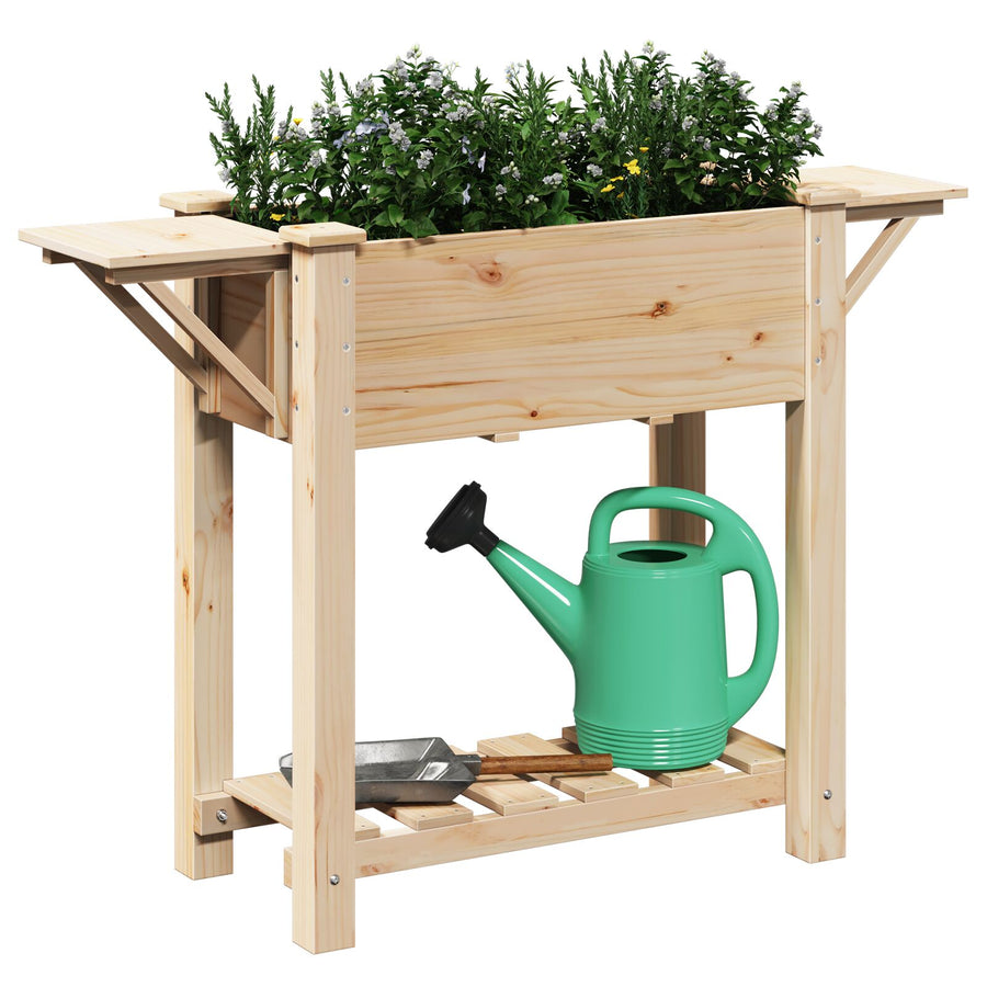 Tuinplanter Met Planken 111X37X76 Cm Massief Vurenhout 111 x 37 x 76.5 cm