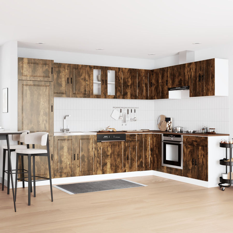 Onderkast 'Porto' Met Wasbak Gerookt Eiken 80X46X84,5 Cm Bewerkt Hout