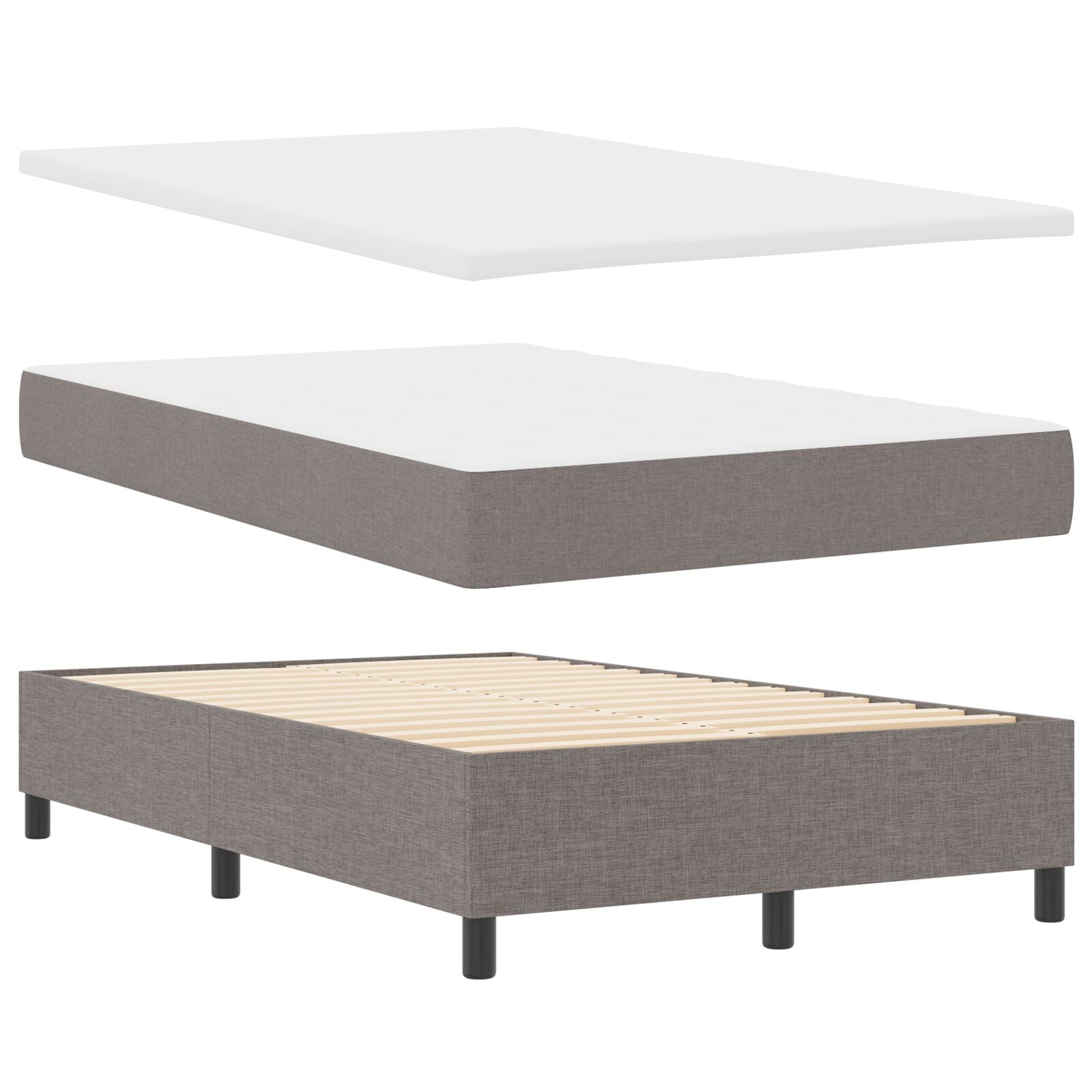 Boxspring Bed Met Matras & Bank Stof Taupe 120 x 200 cm Knop gestikt