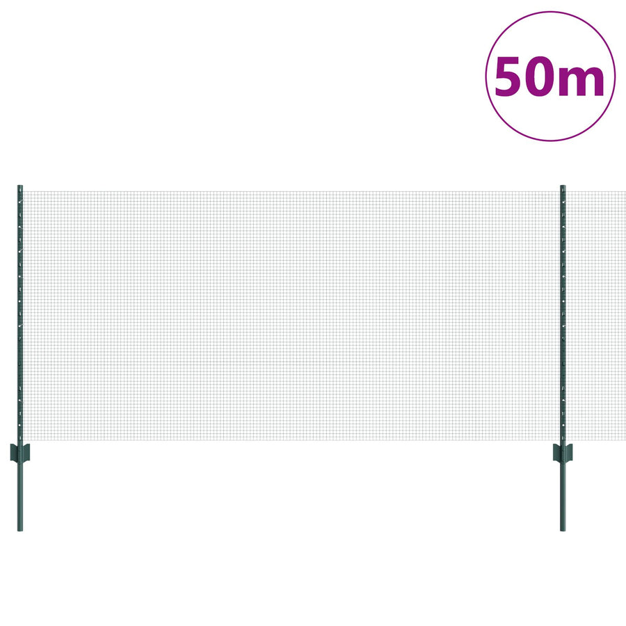 Gelaste Draadhek Met 22 U-Palen Groen 1X50 M Staal